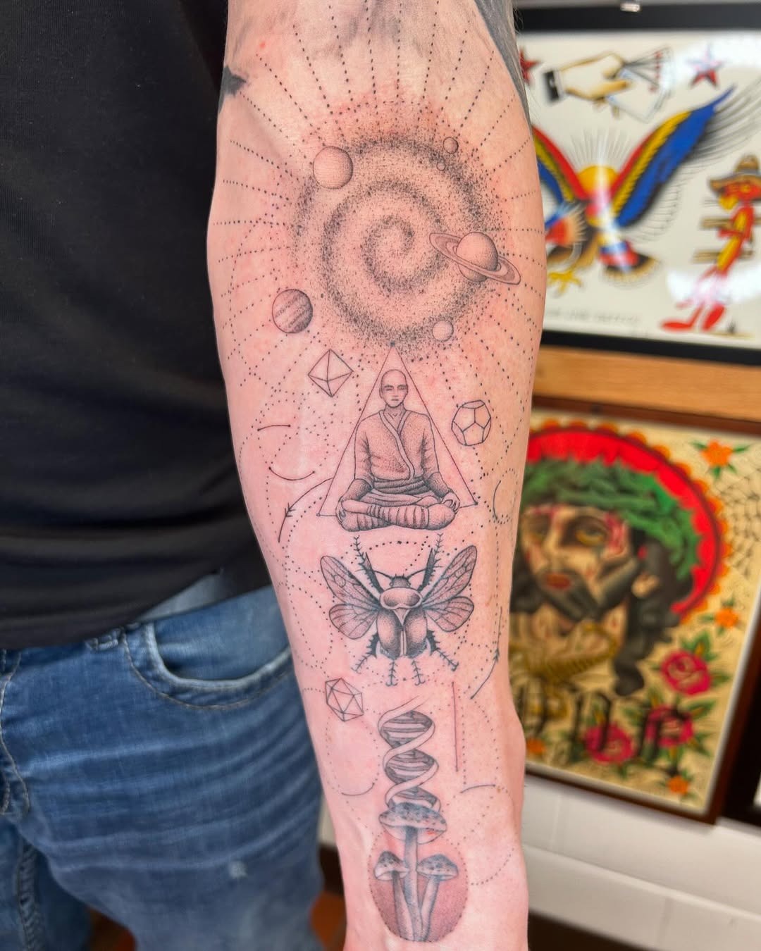 Creative fusion of yoga and music aesthetics Tattoo Design
