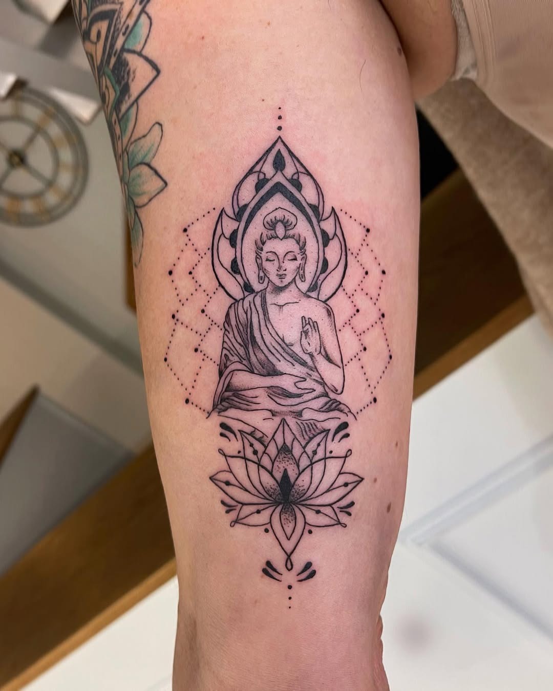 Elegant minimalist yoga pose tattoo design Tattoo Design