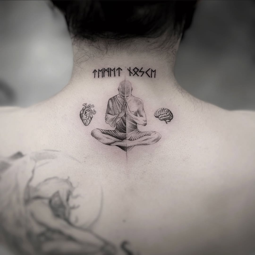 Elegant minimalist yoga pose tattoo tattoo design Tattoo Design