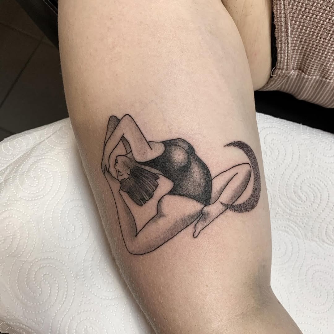 Elegant minimalistic yoga pose tattoo design Tattoo Design