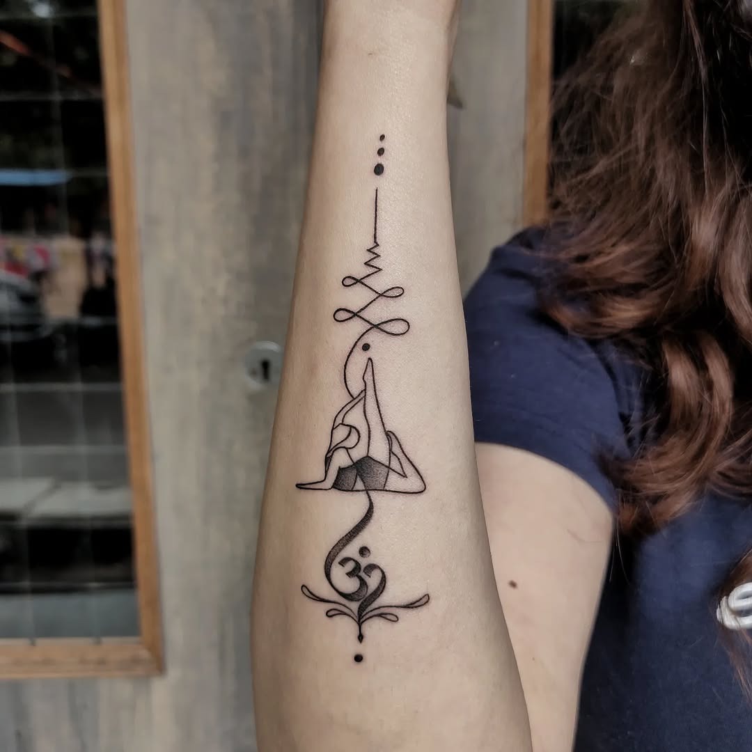 Elegant Yoga Pose Tattoo Design on Arm Tattoo Design
