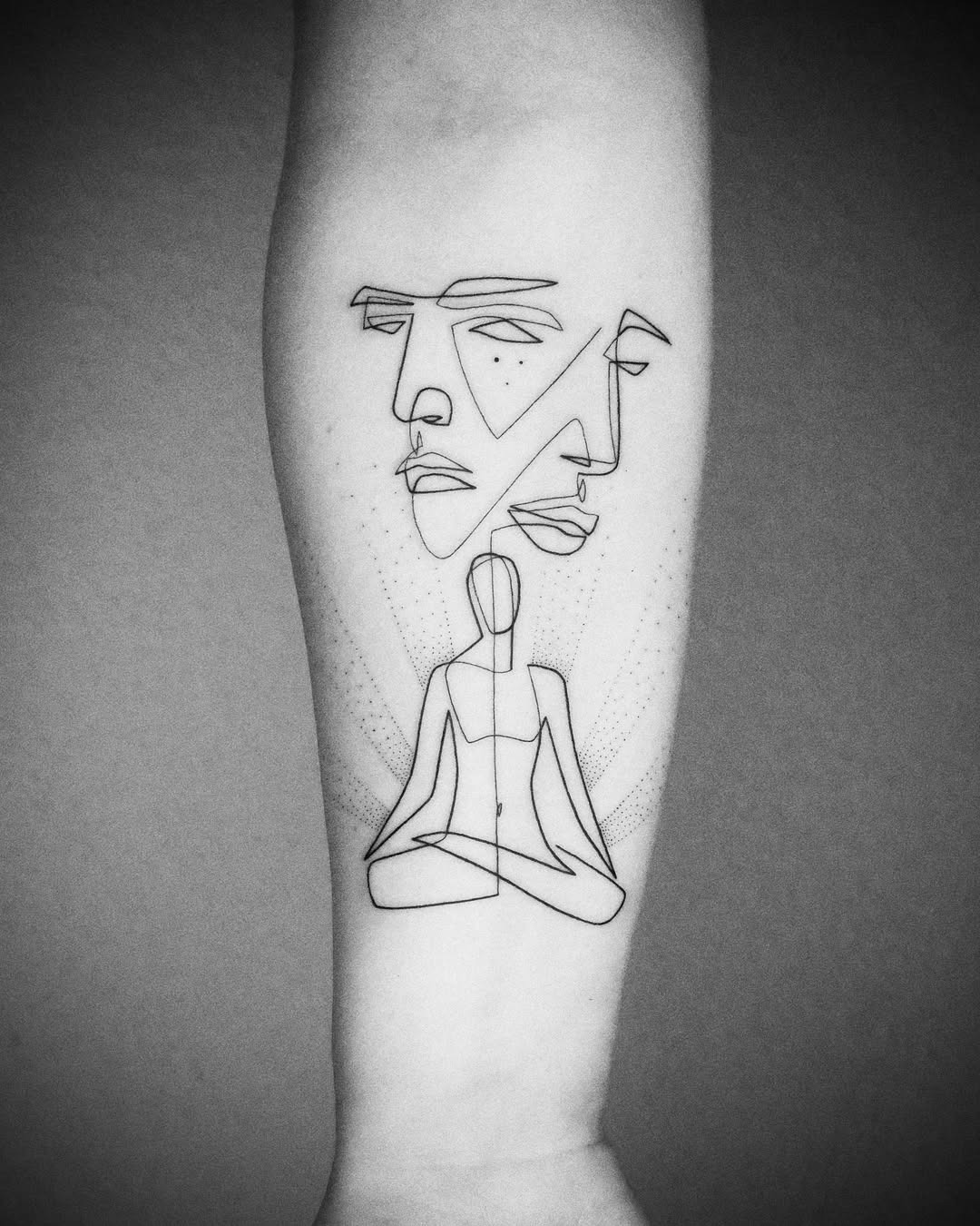 Intricate meditation pose tattoo for peace seekers Tattoo Design