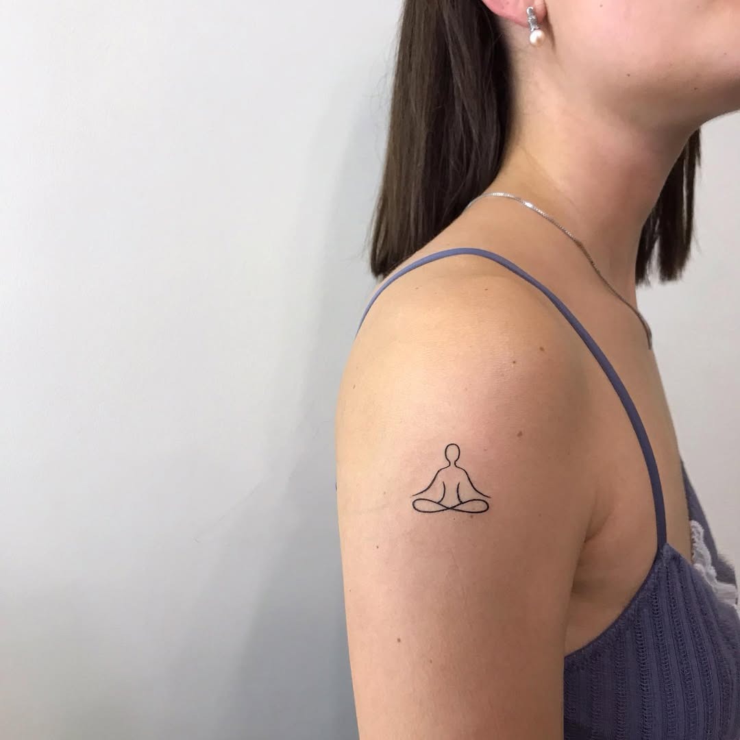 Merging yoga with macabre elements in ink Tattoo Design