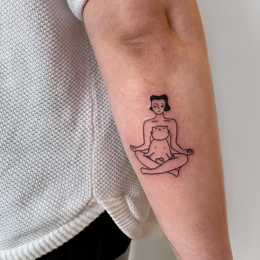 Minimalist lotus tattoo with elegant swirls Tattoo Design