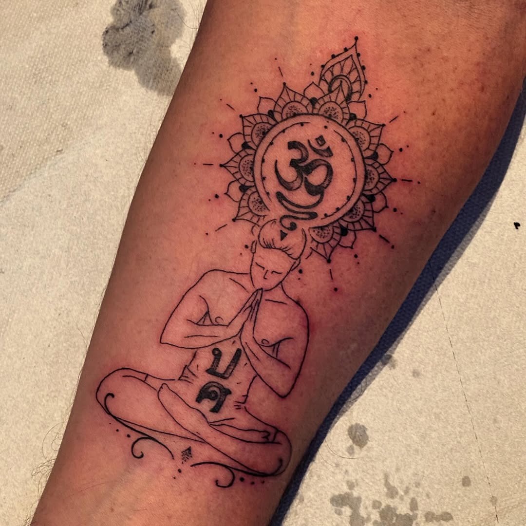 Minimalist yoga tattoo in a unique style Tattoo Design