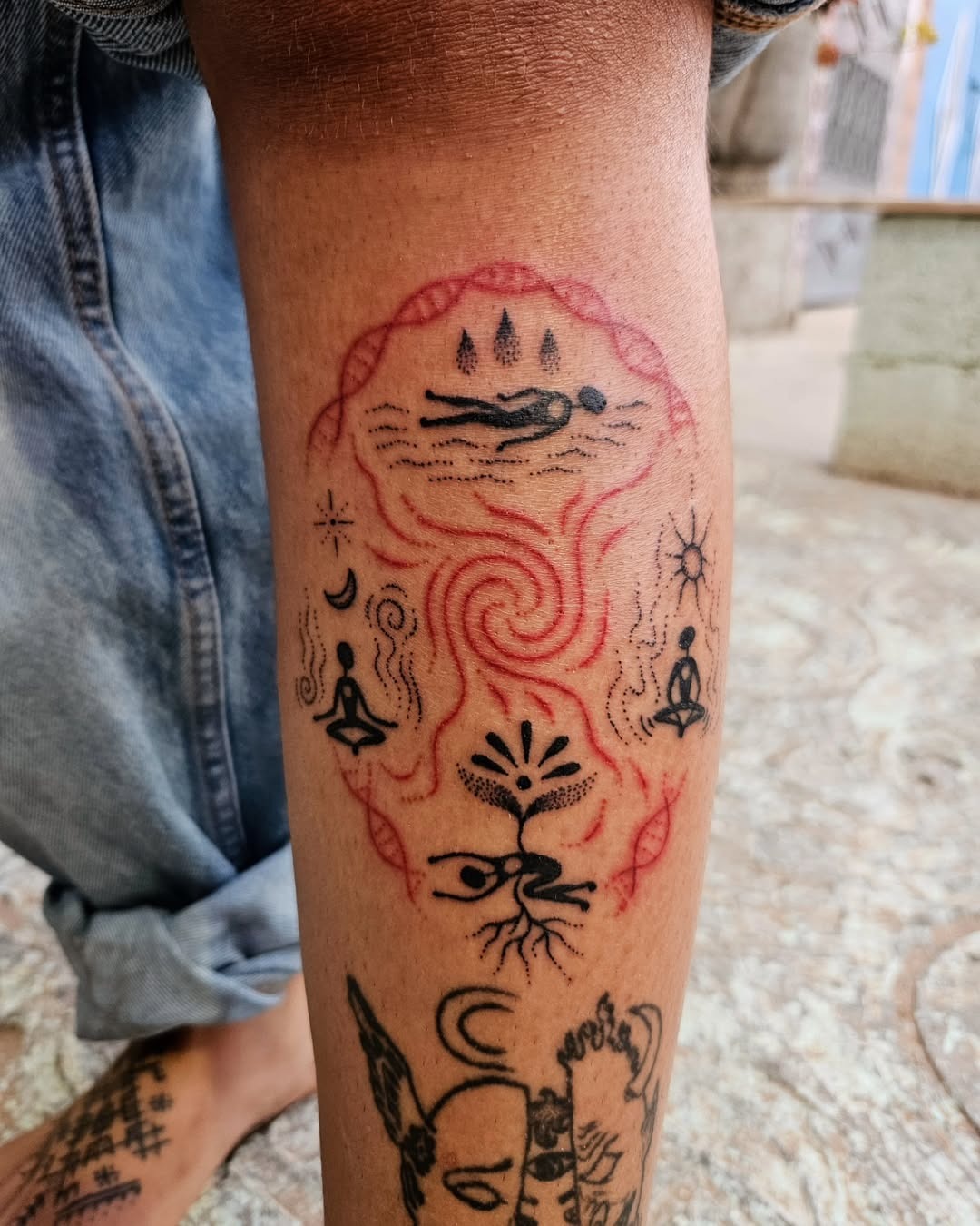 Playful dog in yoga pose tattoo Tattoo Design
