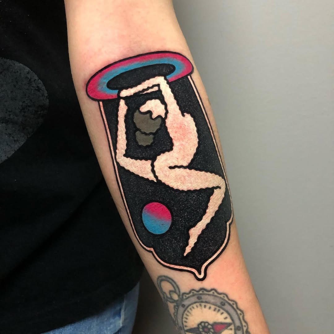 Stylish yoga-inspired tattoo celebrating movement. Tattoo Design