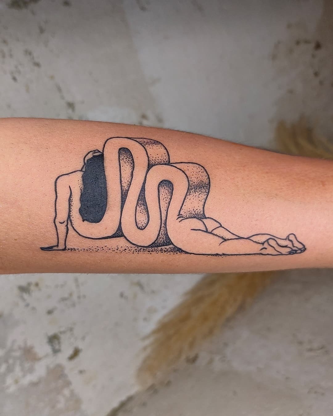 Yoga pose tattoo under a crescent moon Tattoo Design