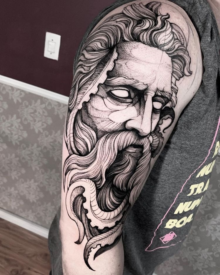 Minimal Zeus and Swallow Tattoo Tattoo Design