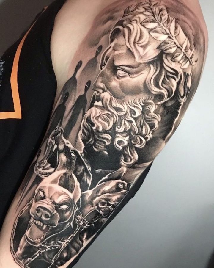 Norse Zeus and Viking Ship Tattoo Tattoo Design