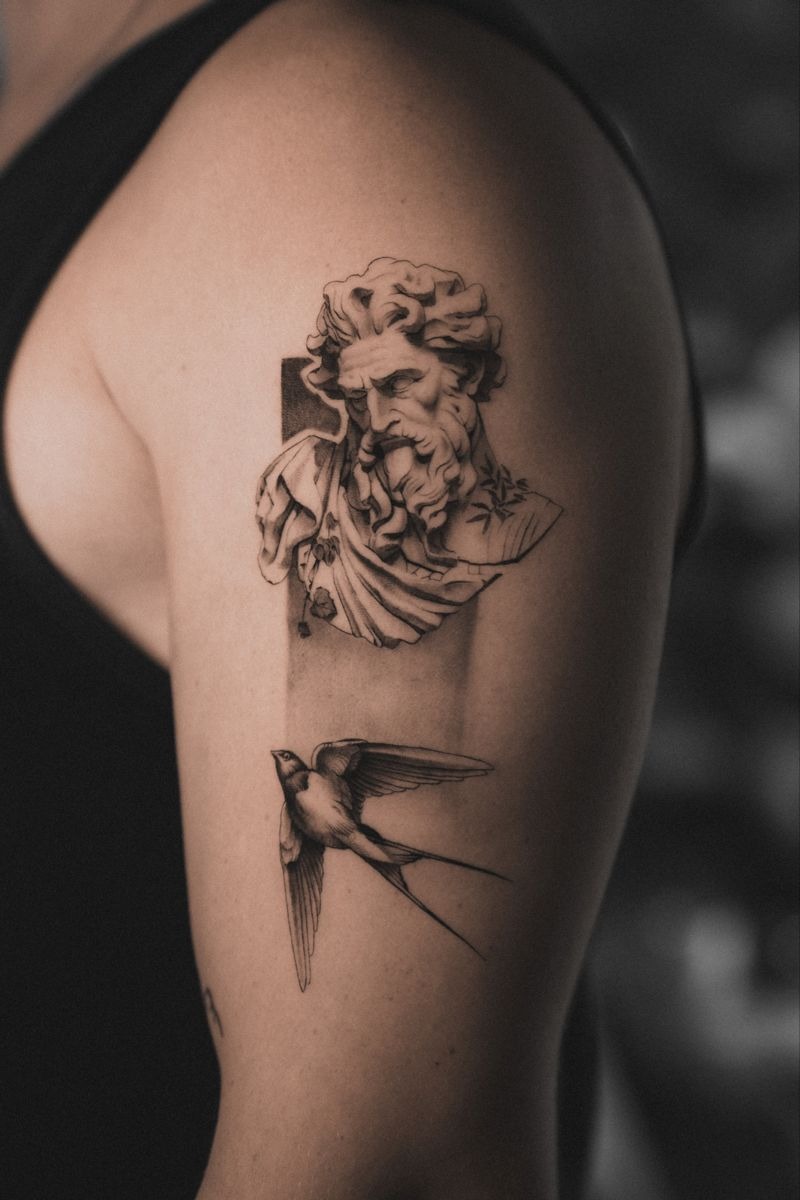 Zeus and Angel Half Sleeve Tattoo Tattoo Design
