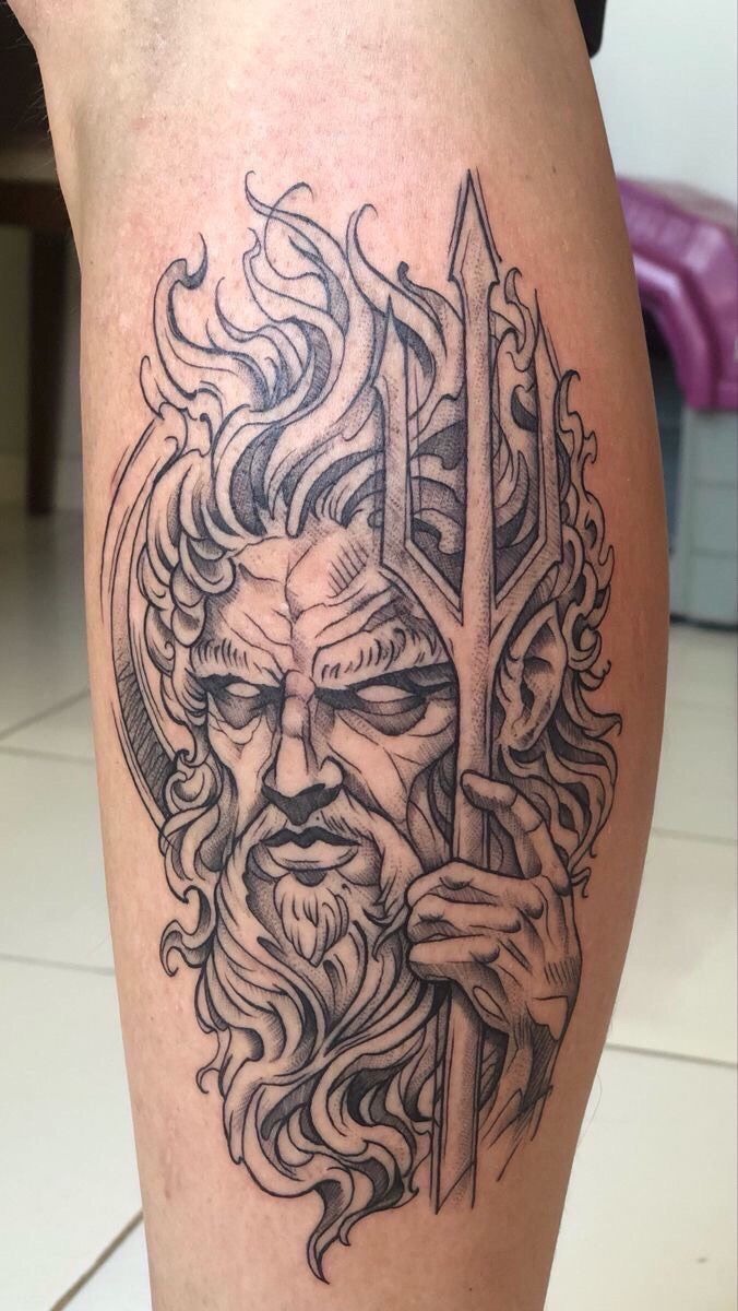 Zeus Sleeve with Lightning Grip Tattoo Design